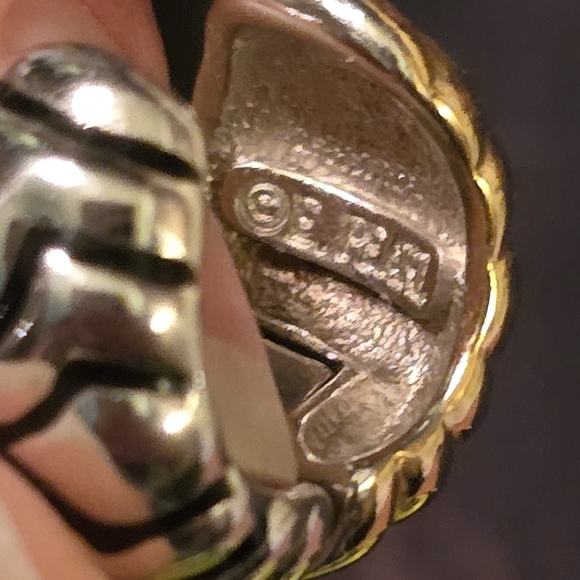 Rare Erwin Pearl Reversible 2 Tone Polished Gold Silver Huggie Clip-on Earrings - Picture 10 of 10